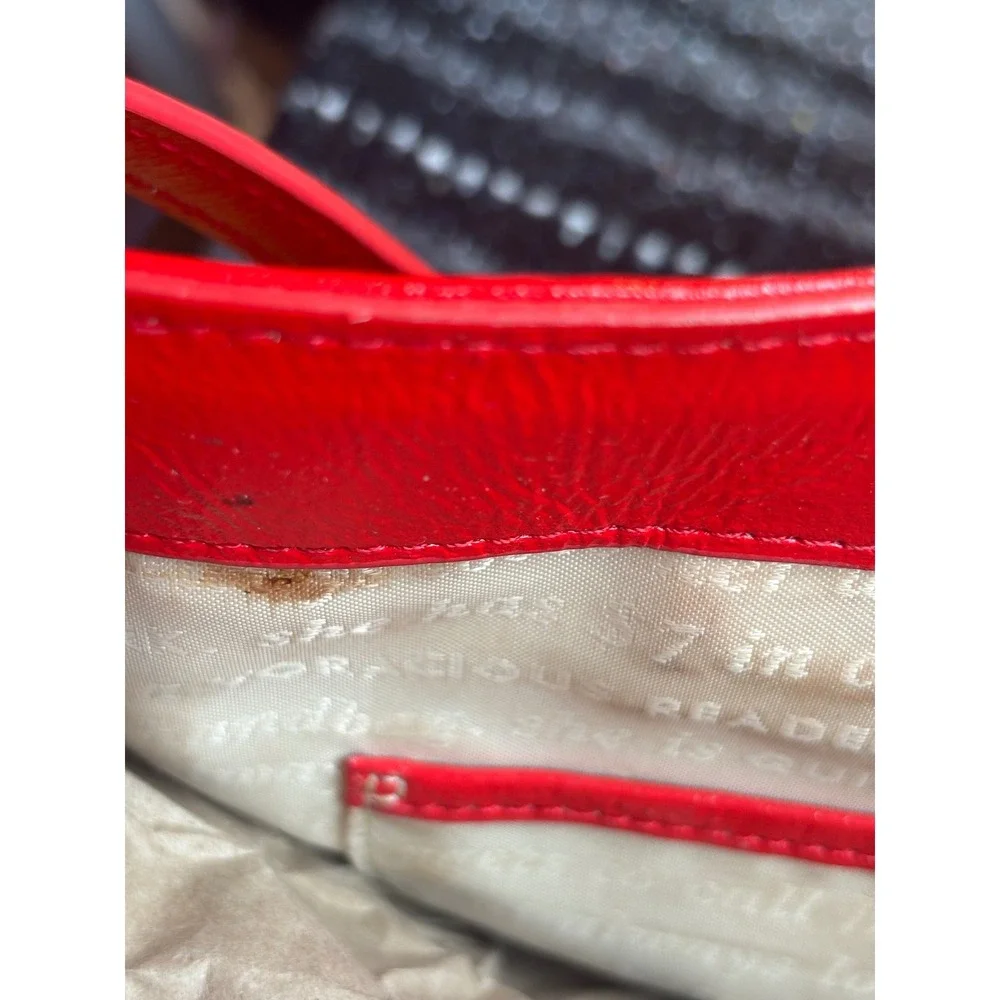 Kate Spade New York Red Patent Leather Satchel Crossbody Bag Glossy Red